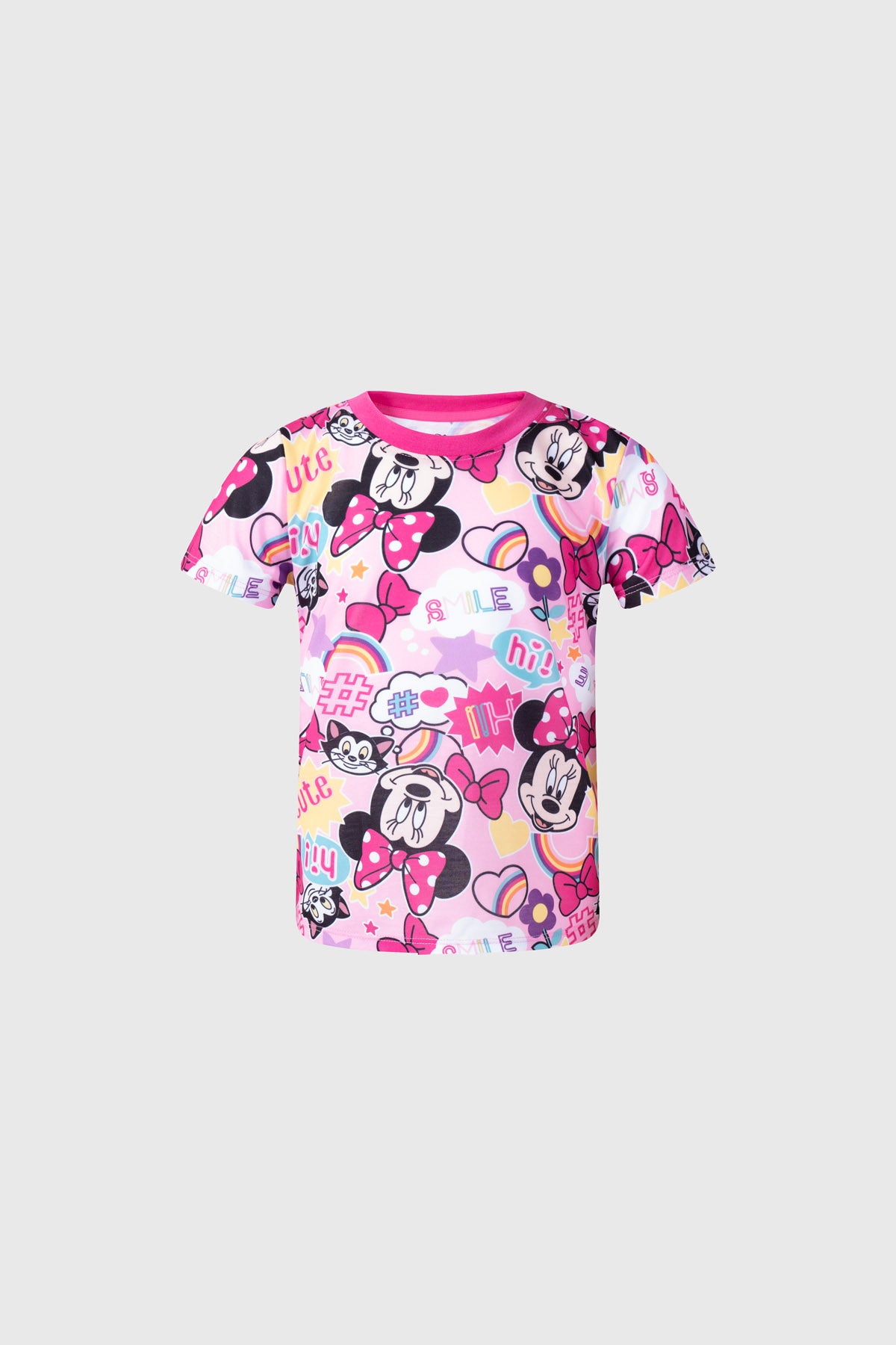 Polera niña fucsia con Minnie Mouse de Disney en estampado