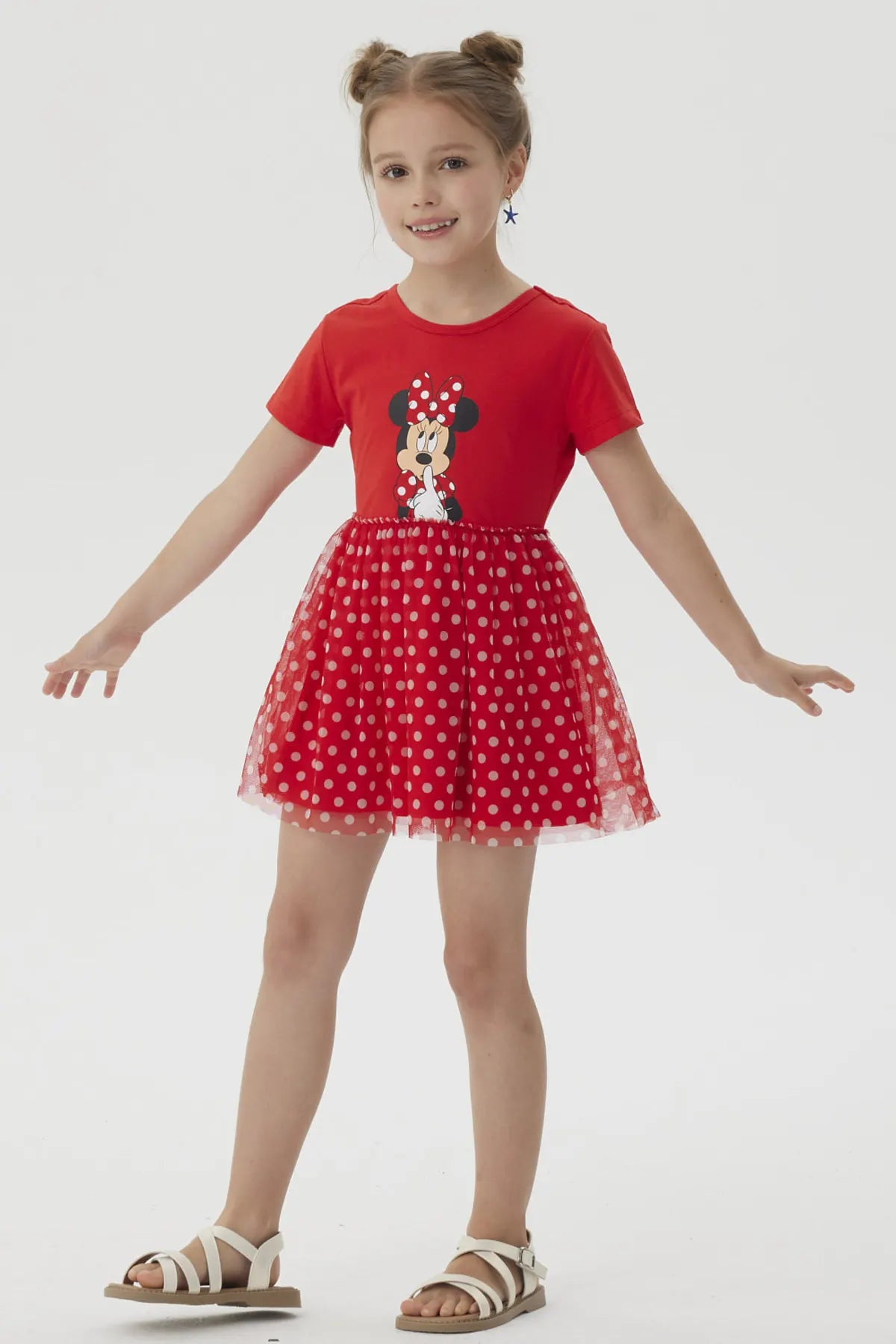 Vestido Niña Tull Minnie Rojo