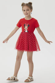 Vestido Niña Tull Minnie Rojo