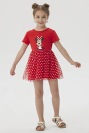 Vestido Niña Tull Minnie Rojo