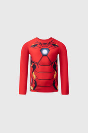Traje de baño rojo de niño con diseño de Iron Man de Marvel y mangas largas