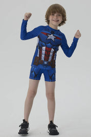 Traje de Baño Niño Capitán América Azul