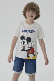 Polera Niño Mickey Y Sus Amigos Crema