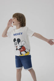 Polera Niño Mickey Y Sus Amigos Crema