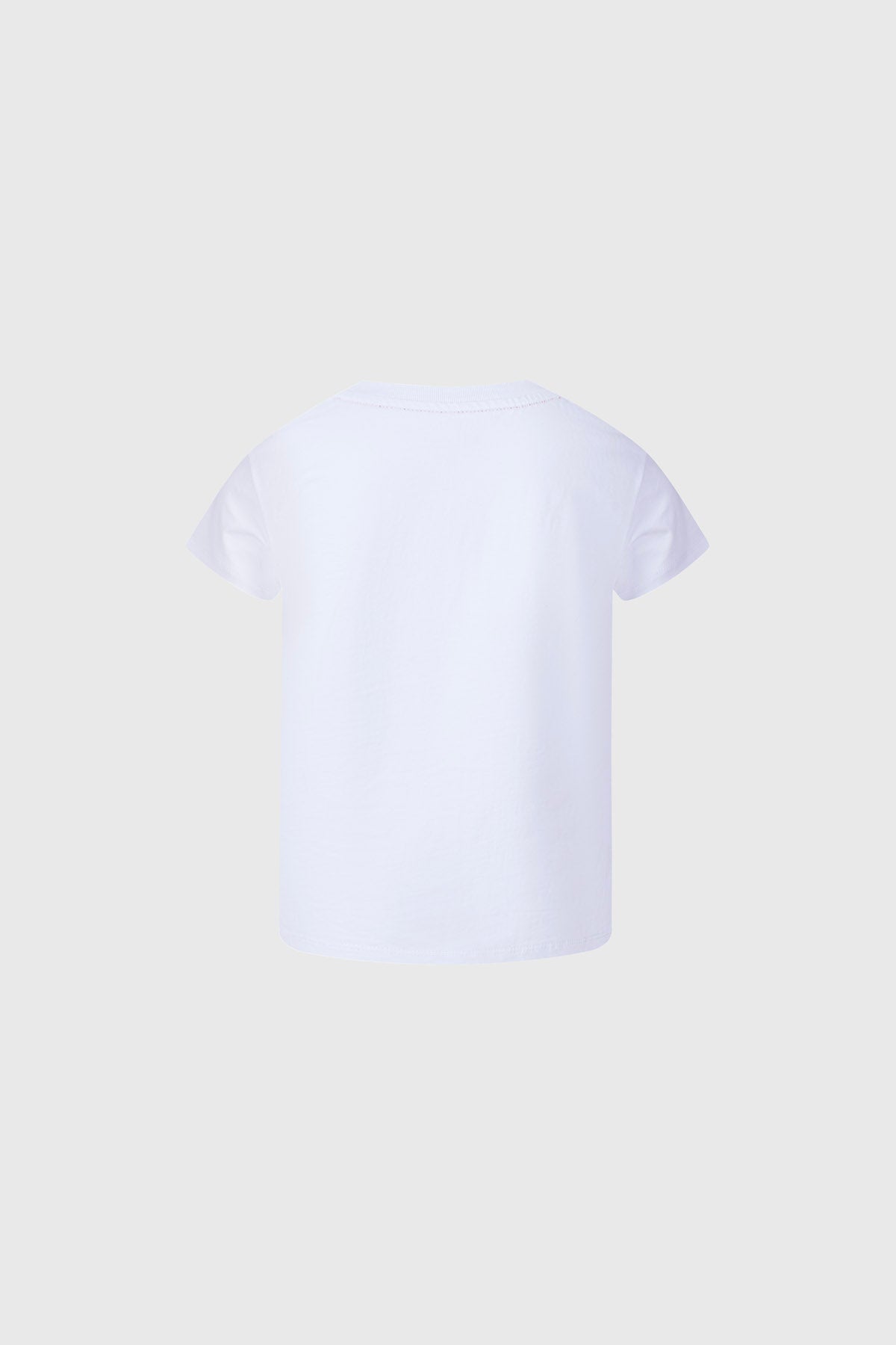 Polera blanca para niña con estampado de Minnie de Disney en azul y rojo