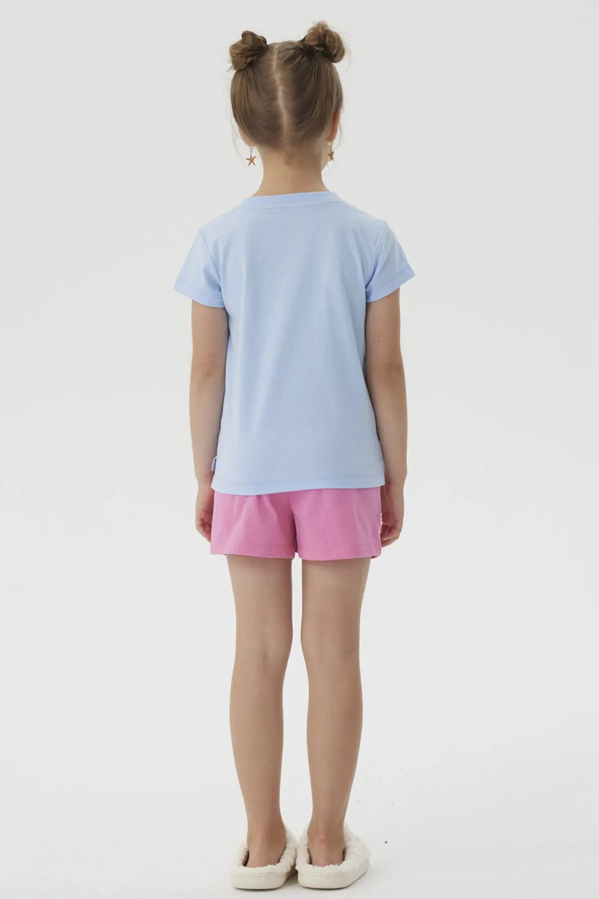 Pijama Niña Short Stitch Celeste