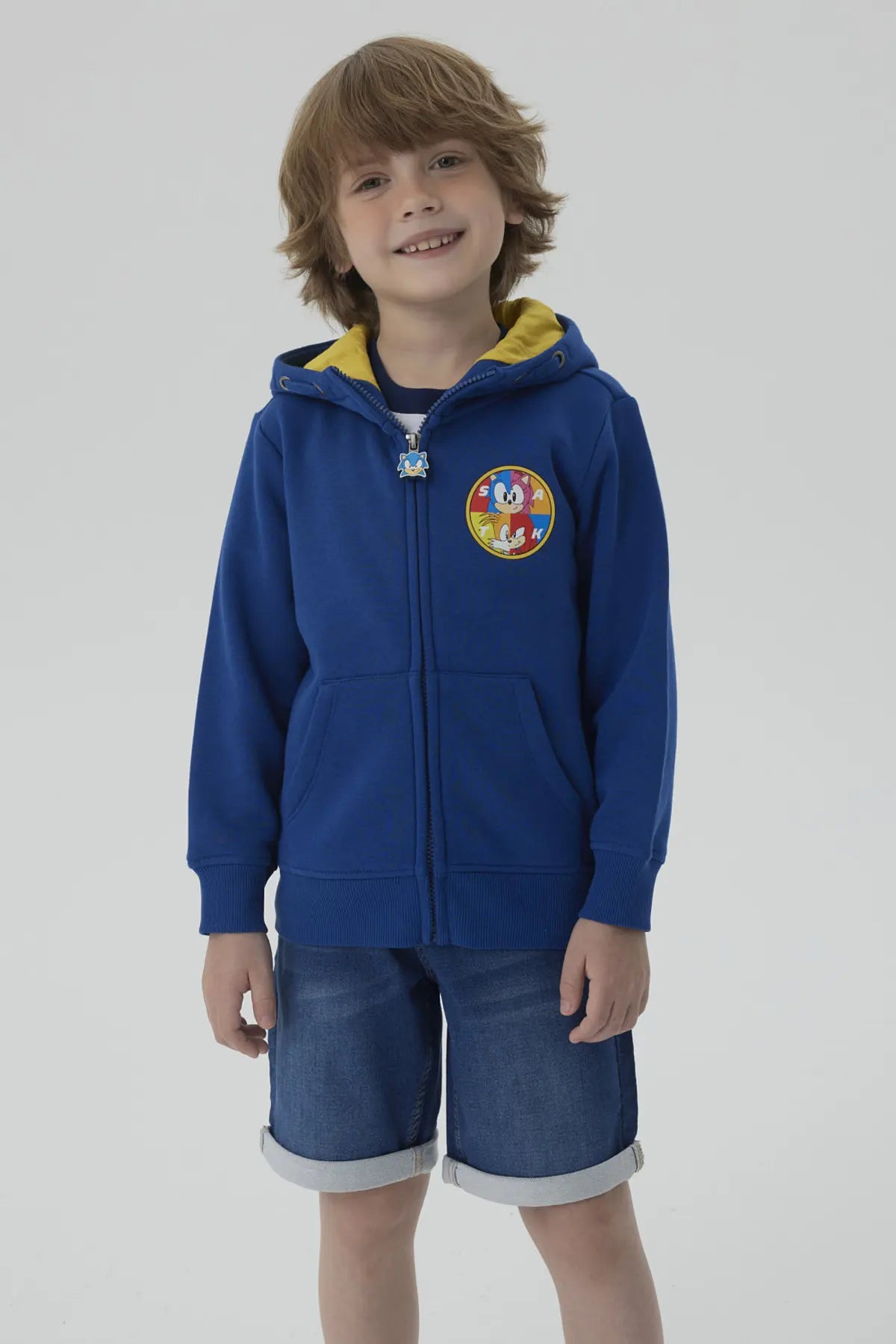 Polerón Niño Full Zipper Azul Marino