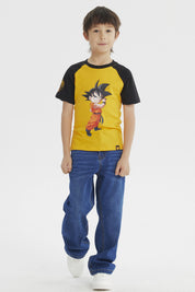 Polera niño verde con mangas negras estampado Trunks Dragon Ball Super al frente estilo animado tamaño grande