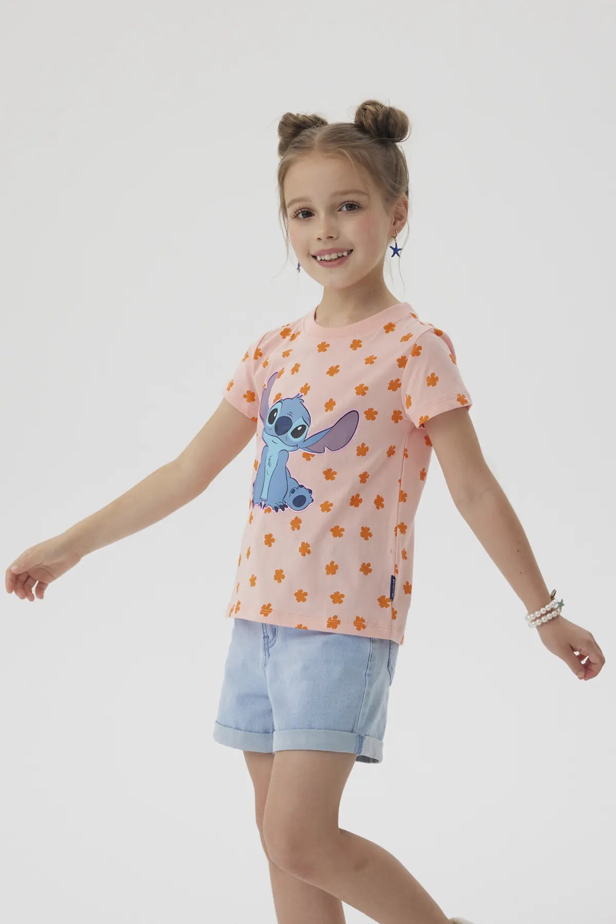 Polera Niña Stitch Turquesa