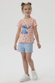 Polera Niña Stitch Turquesa