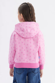 Polerón rosado con capucha y cierre diseño Bluey y corazones estampados pequeño a la izquierda estilo infantil