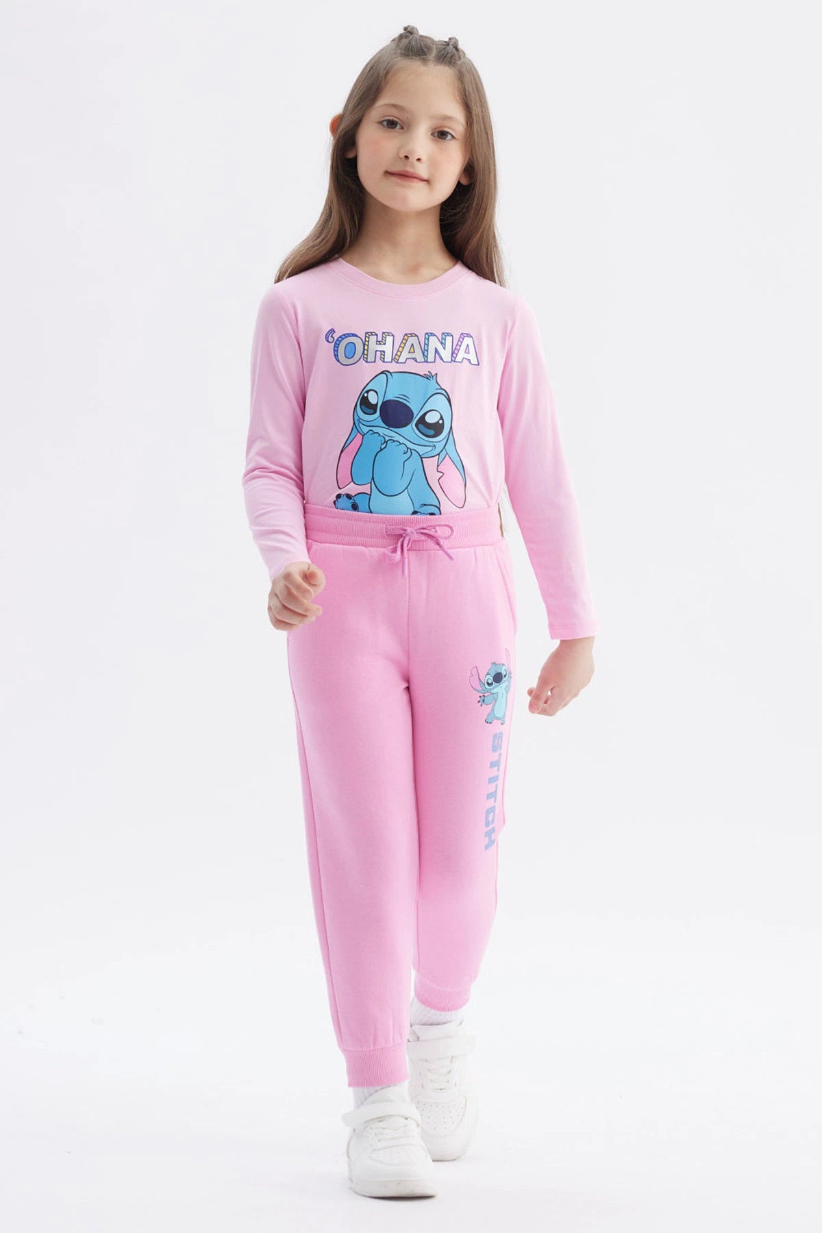 Pantalón Buzo Niña Jogger Stitch Rosado