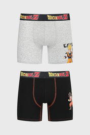 Bipack de boxers para hombre en negro con estampado de Dragon Ball Z en la pretina y personajes Goku y Vegeta al costado