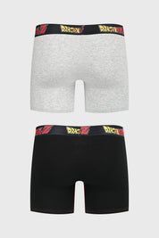 Bipack de boxers para hombre en negro con estampado de Dragon Ball Z en la pretina y personajes Goku y Vegeta al costado