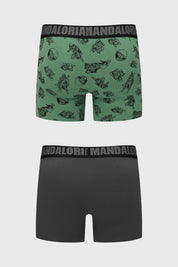 Boxer bipack para hombre en color marengo uno con diseño de The Mandalorian en estilo cómic y el otro liso con logo