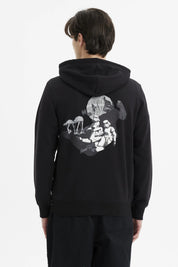 Polerón negro para hombre con cierre completo y capucha diseño Star Wars en el pecho y etiqueta pequeña en el dobladillo