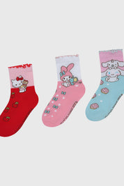 Calcetín Niña Tripack Hello Kitty Rosado