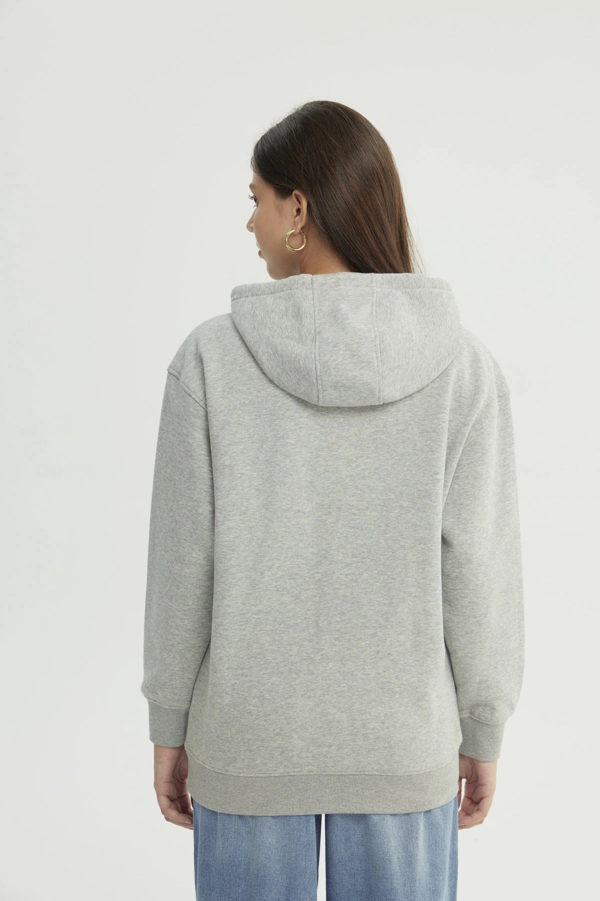 Polerón Mujer Clásico Gris Melange