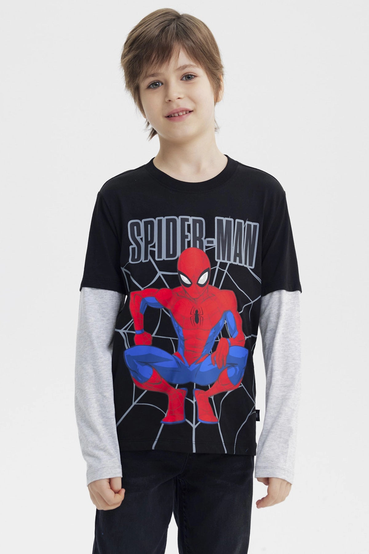 Polera Niño Spiderman Negro