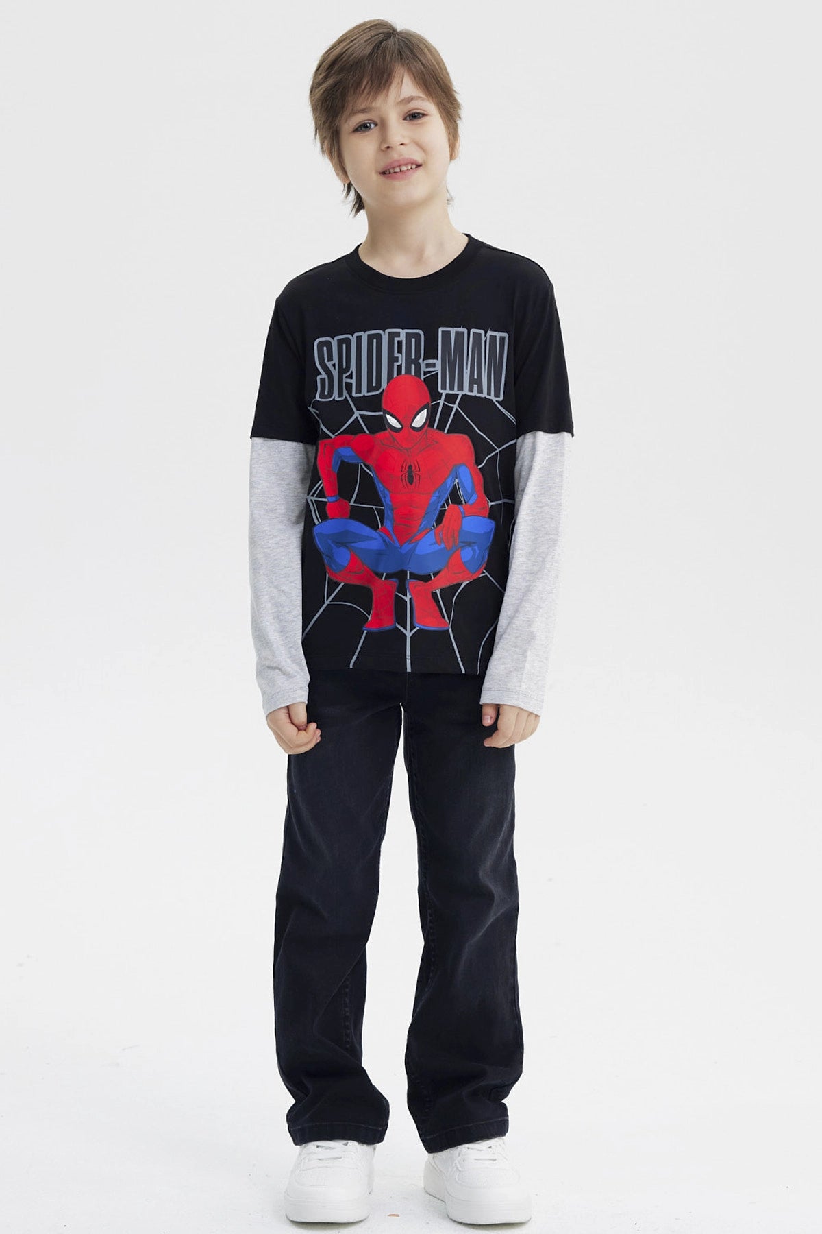 Polera Niño Spiderman Negro