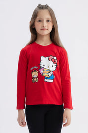 Polera Niña Print Frotal Rojo