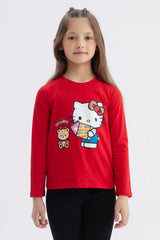 Polera Niña Print Frotal Rojo
