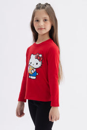Polera Niña Print Frotal Rojo