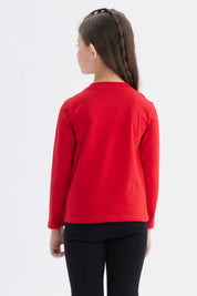 Polera Niña Print Frotal Rojo