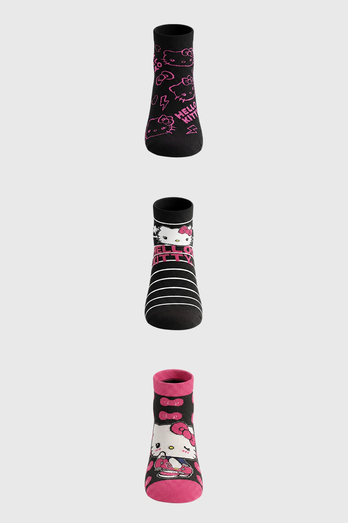 Calceta Deportiva Pack3 Mujer Hello Kitty Negro