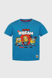 Polera Niño Minions Azul Petroleo