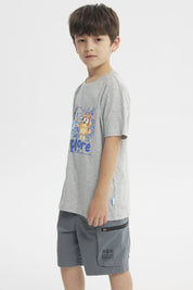 Polera Regular Bluey Niño Gris Melange Claro
