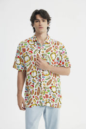 Camisa Regular Cuello Camisero Hombre Blanco