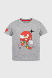 Polera Sonic Niño Gris Melange Claro