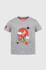 Polera Sonic Niño Gris Melange Claro