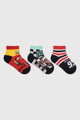 Calceta Deportiva Pack3 Cars Niño Rojo