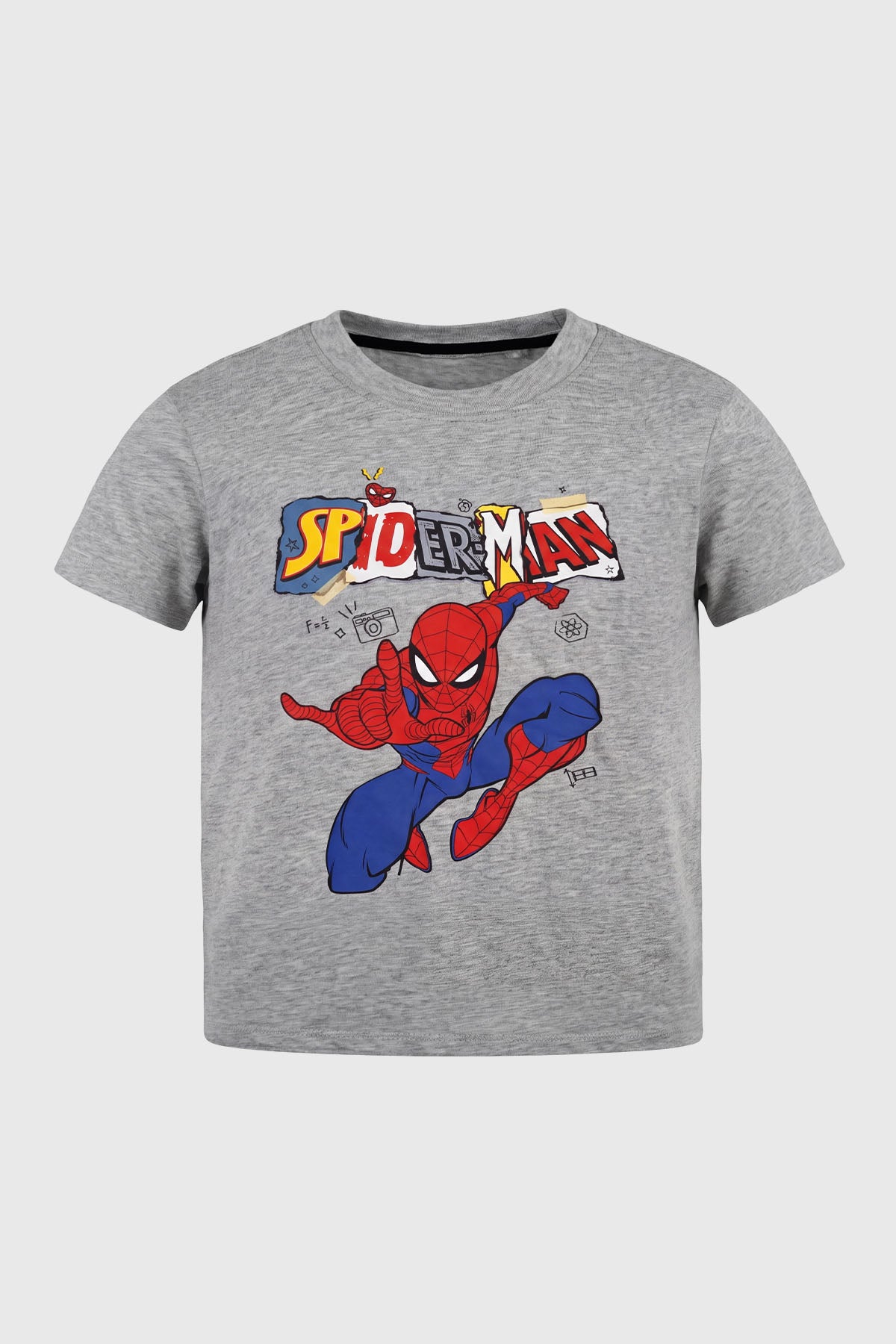 Polera Spider Niño Gris Melange Claro