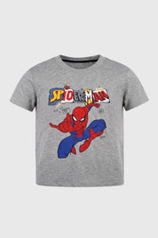 Polera Spider Niño Gris Melange Claro