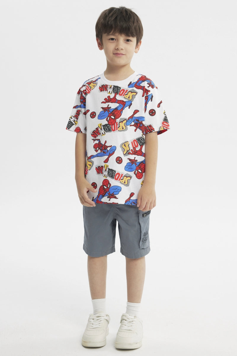 Polera Niño Spider-Man Blanco