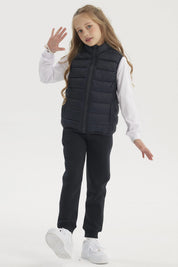 Parka unisex azul marino con diseño acolchado sin estampa lisa cierre frontal completa ideal para días fríos