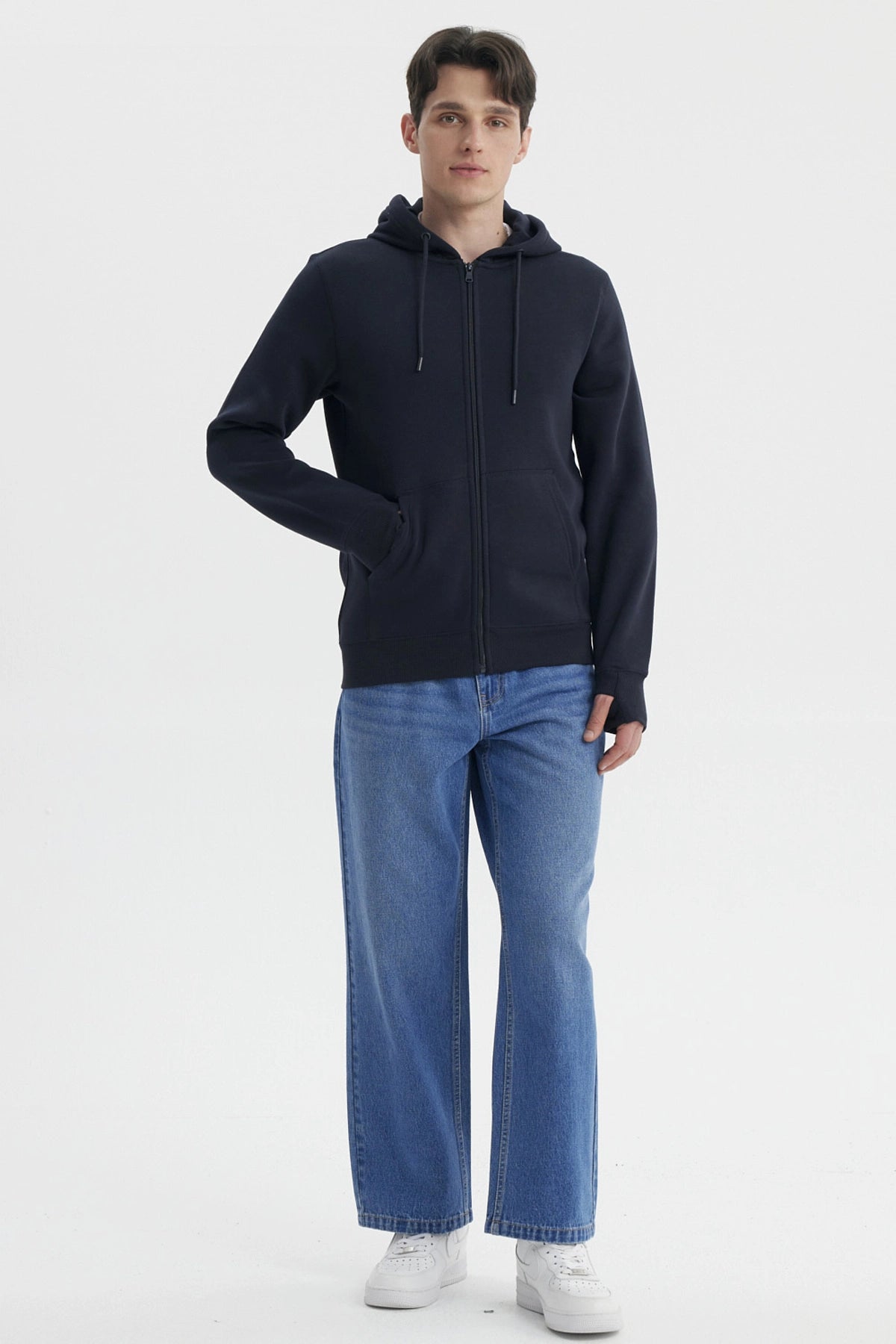 Polerón Hombre Full Zipper Azul Marino