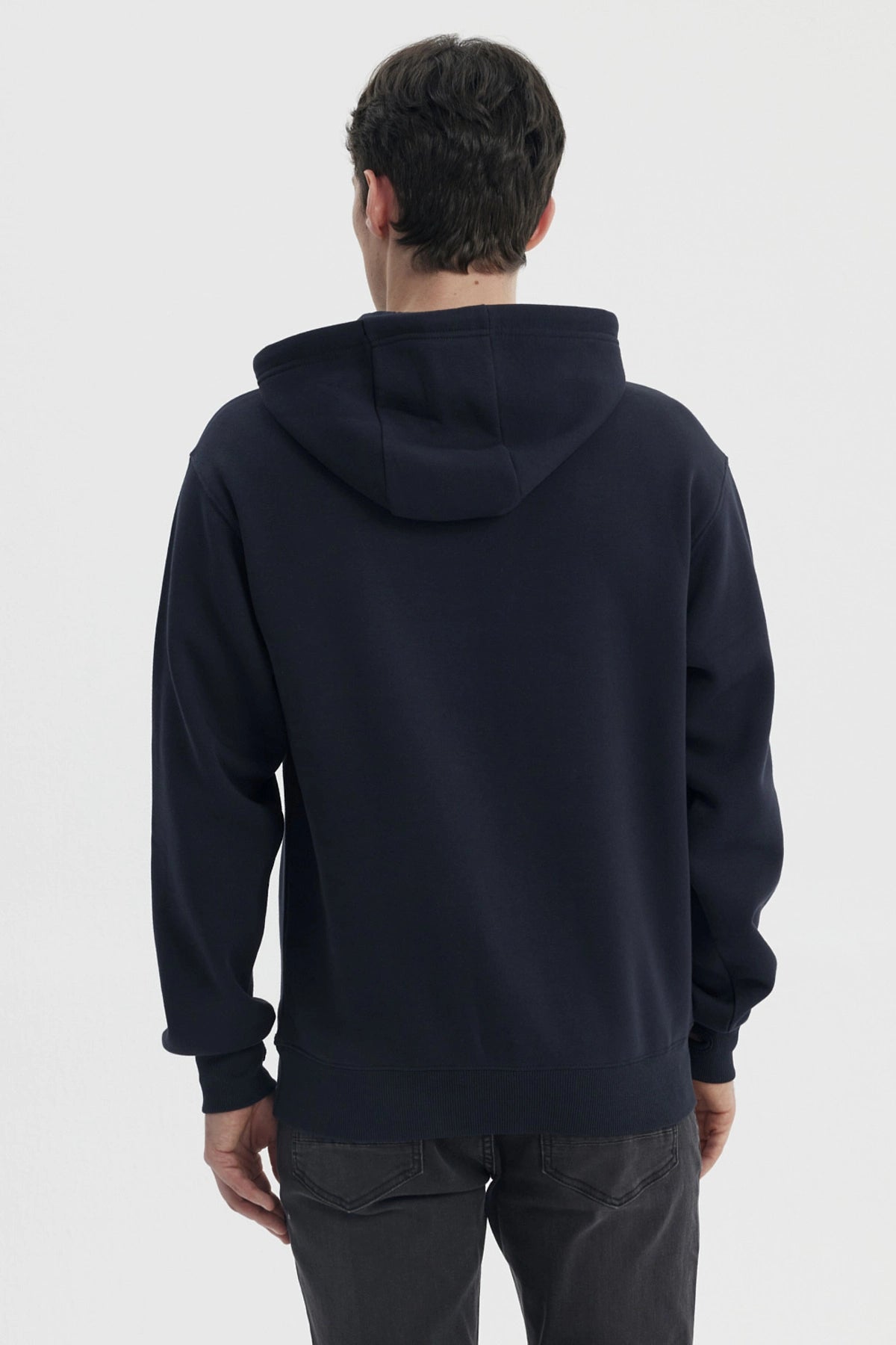 Polerón Hombre Cerrado Canguro Azul Marino