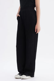 Pantalón Niña Wide Leg Textura Negro