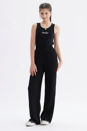 Pantalón Niña Wide Leg Textura Negro