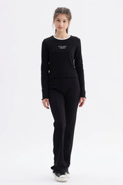 Polera Niña Rib Cuello Negro