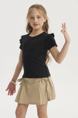 Polera Niña Con Vuelos Negro