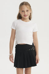 Polera Niña Con Cinta Costado Blanco