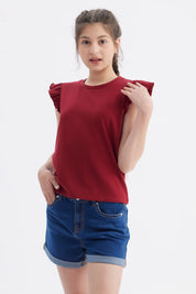 Polera Niña Rib Rojo
