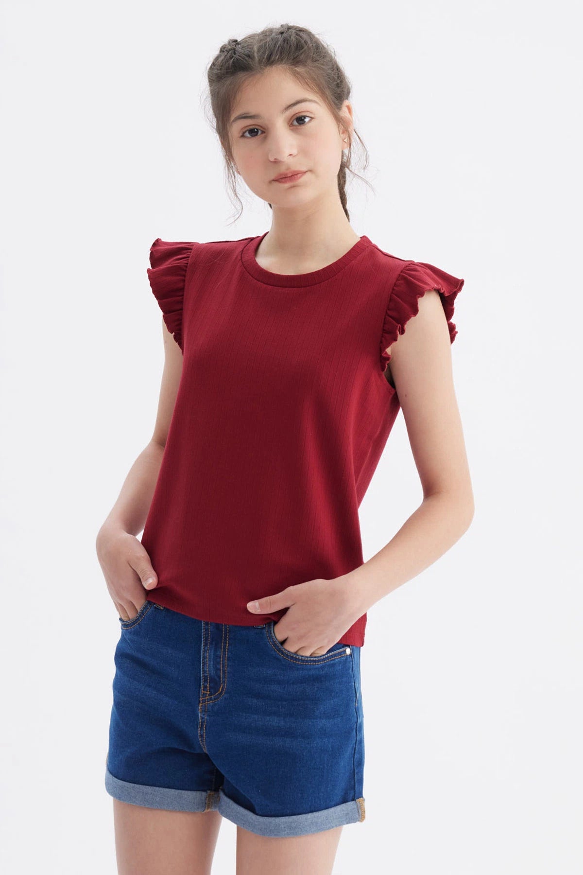 Polera Niña Rib Rojo