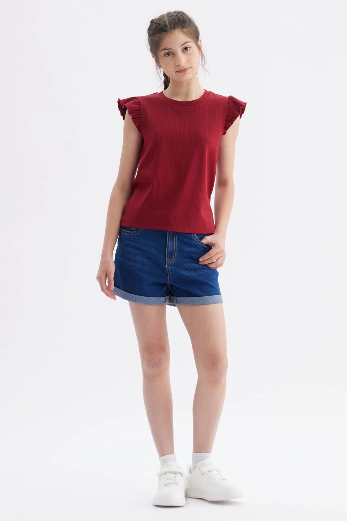 Polera Niña Rib Rojo