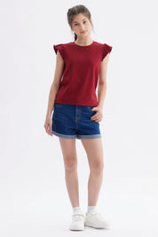 Polera Niña Rib Rojo